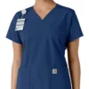 Damska bluzka medyczna Force Essentials z dekoltem w serek i dzianinowymi wstawkami