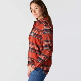 Damska koszula w kratę z serii Tencel™ o luźnym kroju