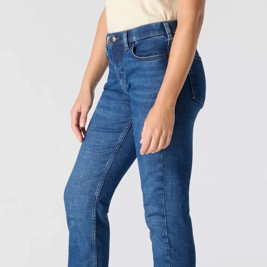 Dżinsy damskie Essential o średniej wysokości w pasie i prostych nogawkach z elastycznego denimu