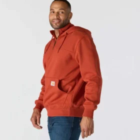 Męska bluza z kapturem Paxton z zamkiem 1/4, wodoodporna, gruba – Bluzy z kapturem carhartt Rain Defender