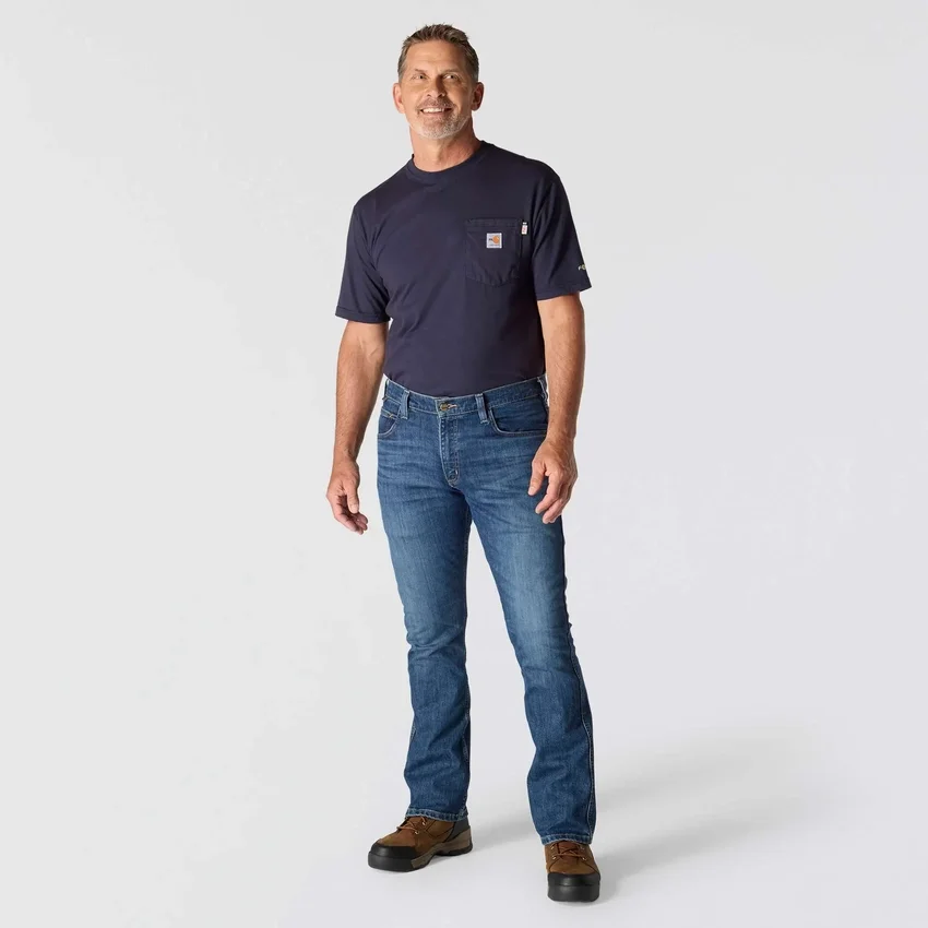 Męskie dżinsy robocze Fr o luźnym kroju typu bootcut z materiału Rugged Flex, ognioodporne