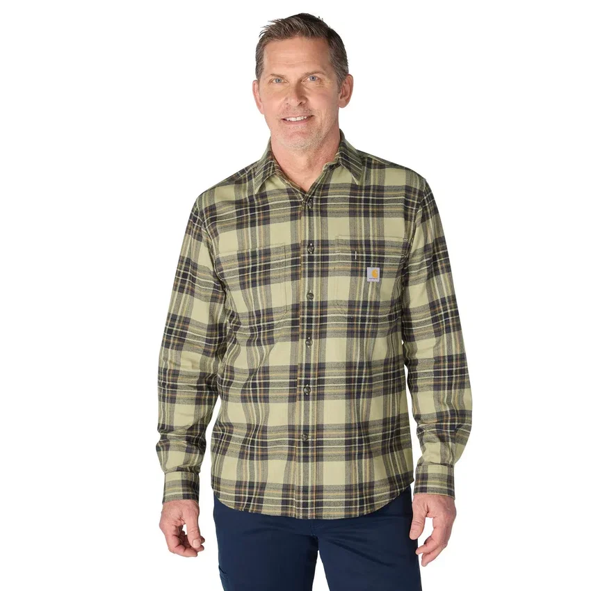 Rugged Flex™ – koszula flanelowa w kratę z długimi rękawkami, o luźnym kroju i średniej gramaturze