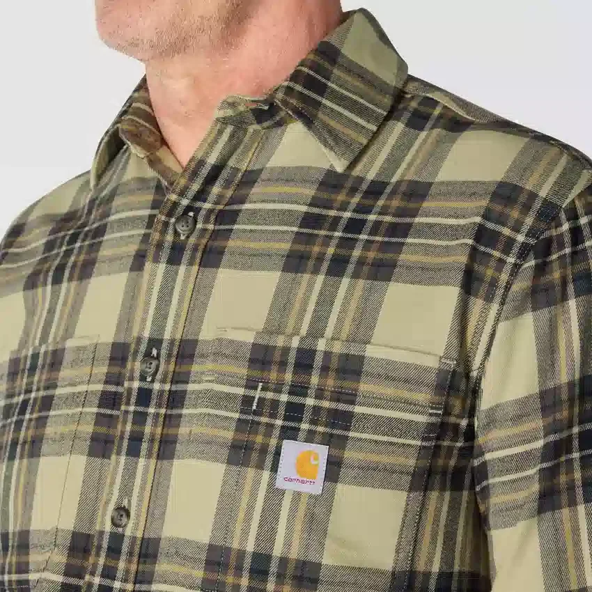 Rugged Flex™ – koszula flanelowa w kratę z długimi rękawkami, o luźnym kroju i średniej gramaturze
