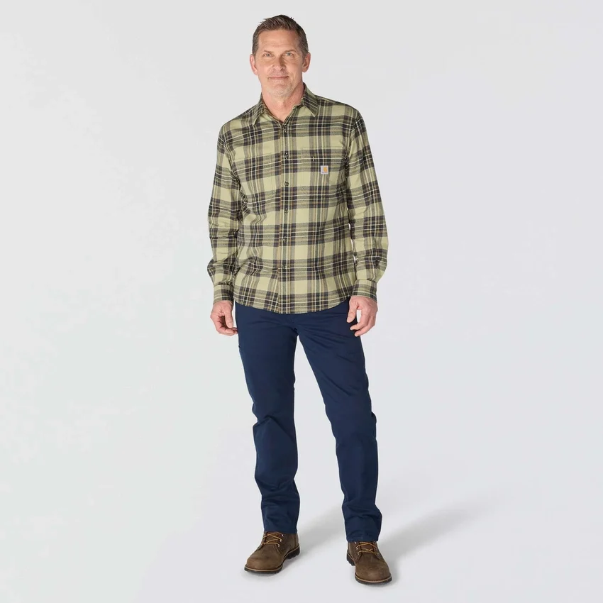 Rugged Flex™ – koszula flanelowa w kratę z długimi rękawkami, o luźnym kroju i średniej gramaturze