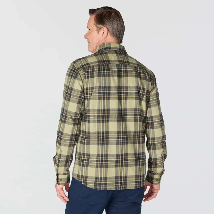 Rugged Flex™ – koszula flanelowa w kratę z długimi rękawkami, o luźnym kroju i średniej gramaturze