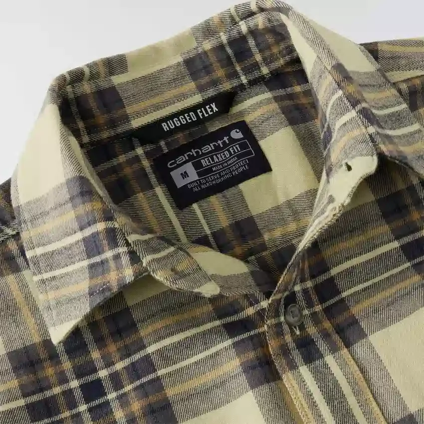 Rugged Flex™ – koszula flanelowa w kratę z długimi rękawkami, o luźnym kroju i średniej gramaturze