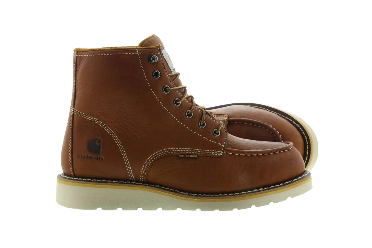 Wodoodporne buty z klinem i czubkiem typu moc, wysokość 6"